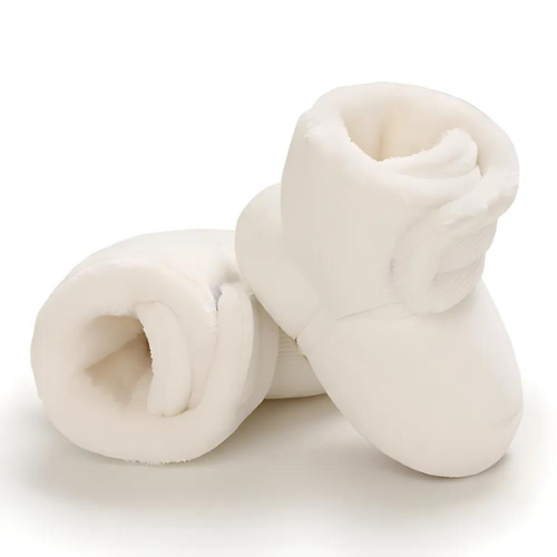 Chaussure bébé blanche en laine avec semelle antidérapant