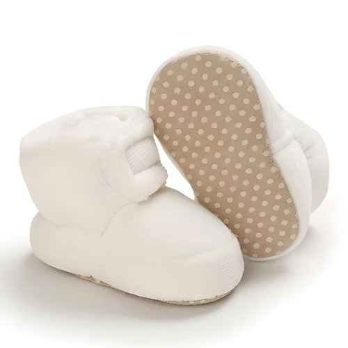 Chaussure bébé blanche en laine premier pas sécurisé