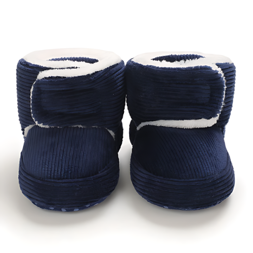 Chaussure bébé velours laine bleue élégante