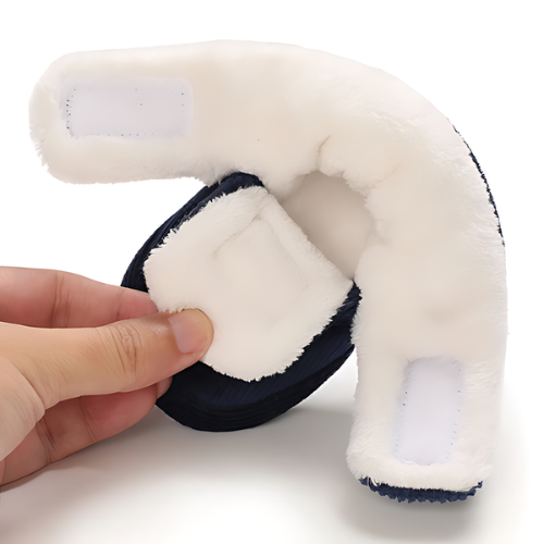 Chaussure bébé velours laine bleue intérieur chaud