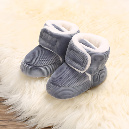 Chaussure bébé velours laine grise premier pas