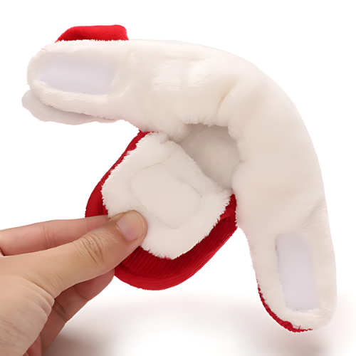 Chaussure bébé velours laine motif père Noël intérieur chaud