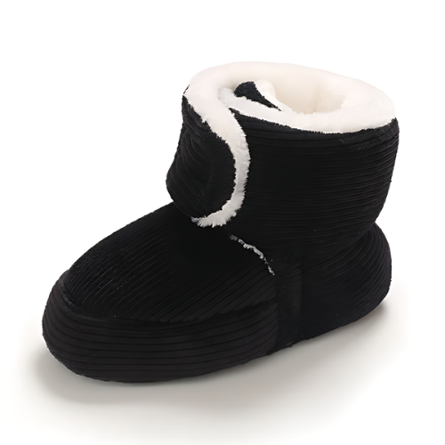 Chaussure bébé velours laine noire pour hiver