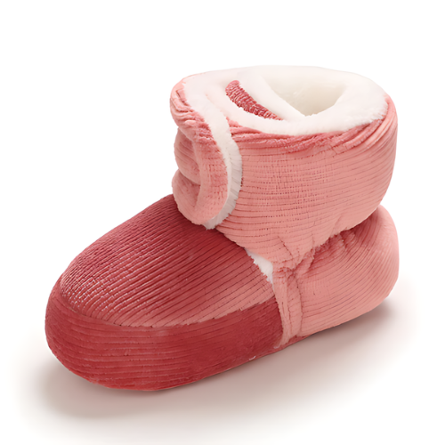 Chaussure bébé velours laine rose foncé pour hiver