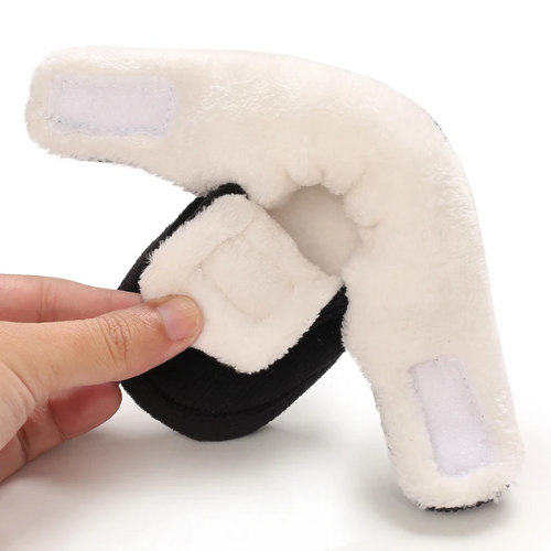 Chaussure bébé velours noire intérieur chaud en laine