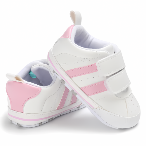 Chaussure blanche bandée rose élégante