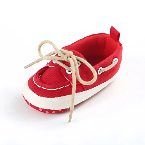 Chaussure élégante rouge pour bébé fermeture lacets