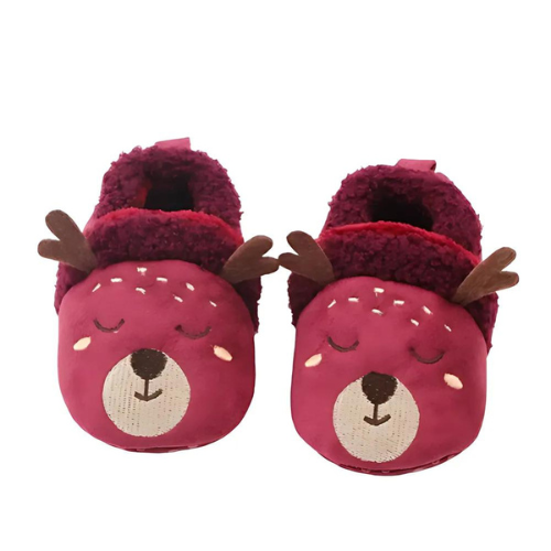 Pantoufle aubergine motif cerf élégante
