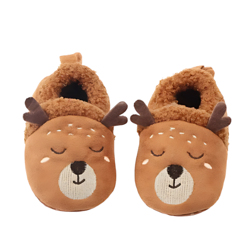 Pantoufle marron motif cerf élégante
