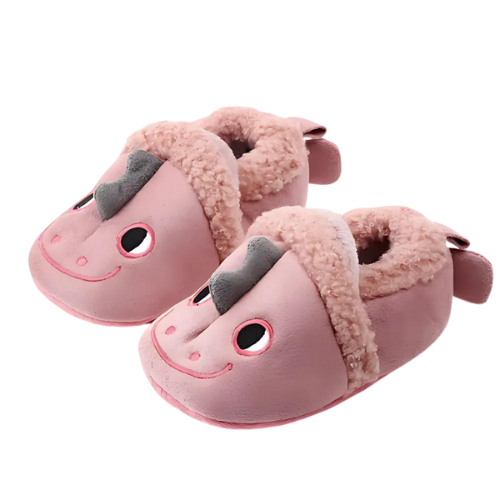 Pantoufle rose motif dinosaure
