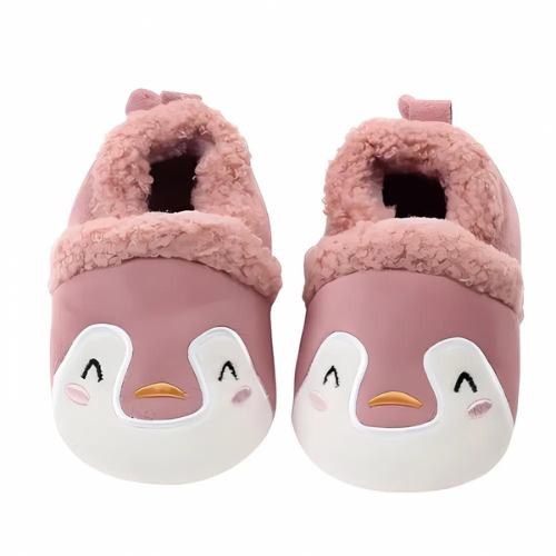 Pantoufle rose motif pingouin élégante