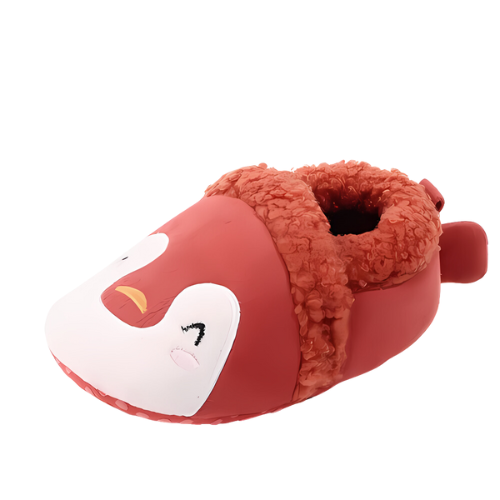 Pantoufle rouge motif pingouin élégante