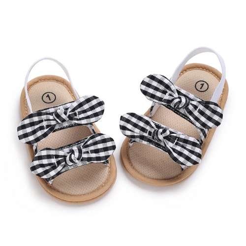 Sandale bébé vichy noir blanc photo