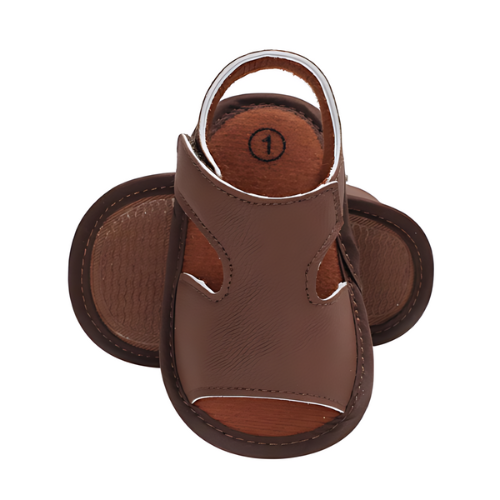 Sandale classique en cuir marron premier pas bébé