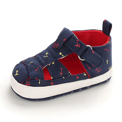 Sandale marinière bleue et rouge premier pas