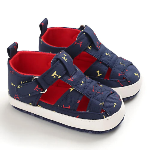 Sandale marinière bleue et rouge