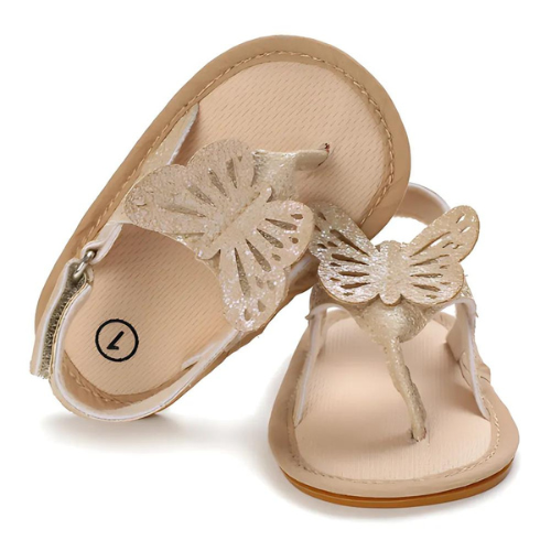 Sandale papillon beige avec semelle antidérapante