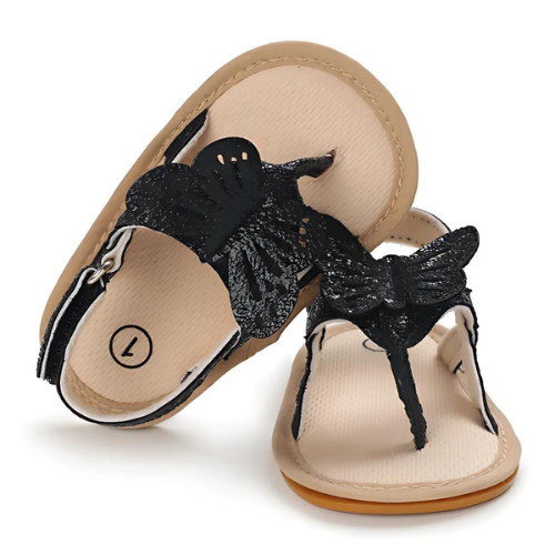 Sandale papillon noire avec semelle antidérapante