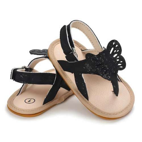 Sandale papillon noire premier pas