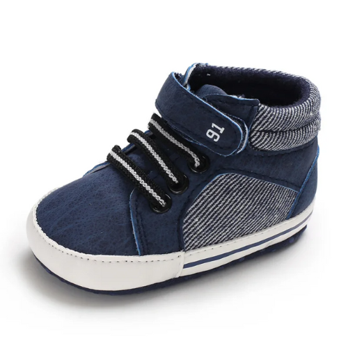 Tennis bébé bleu marine style denim doublure chaude