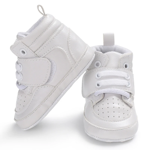 Tennis bébé cuir à lacets blanc doublure chaude
