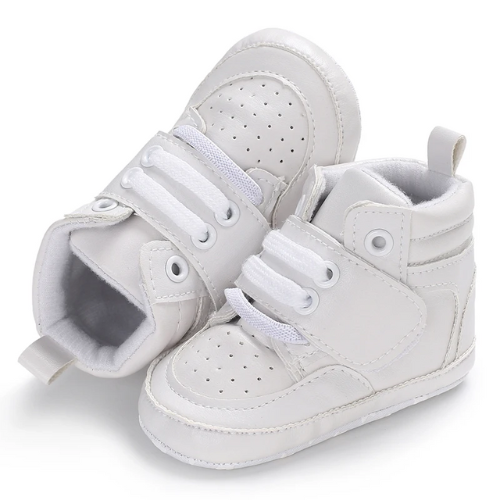 Tennis bébé cuir à lacets blanc hiver