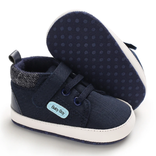 Tennis bébé tissu bleu marine semelle anti-dérapante