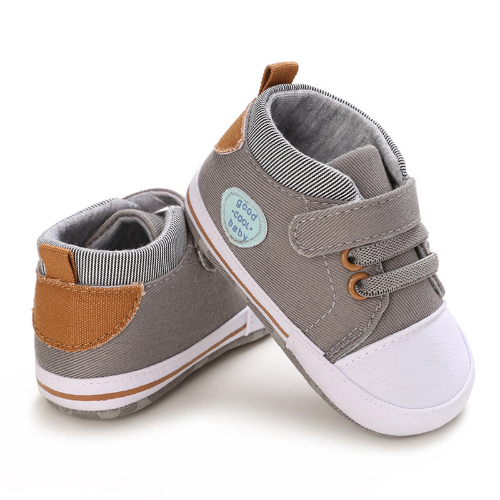 Tennis gris motif rayures pour bebe