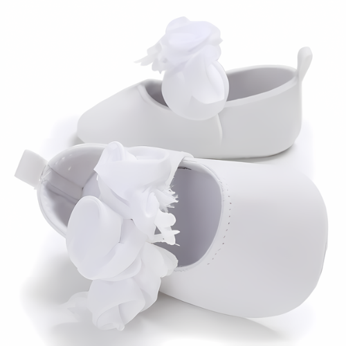 Ballerine bébé gris avec fleurs élégante