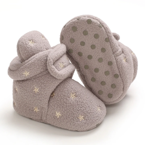 botte bébé chaud grise motif étoile dorée