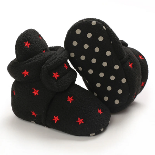 botte bébé chaud noire motif étoile rouge