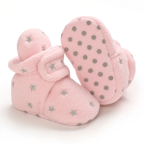 botte bébé chaud rose avec étoile grise