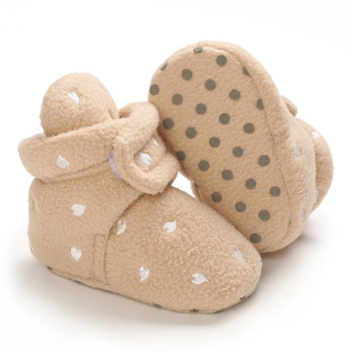 botte bébé chaud rose motif cœur blanc