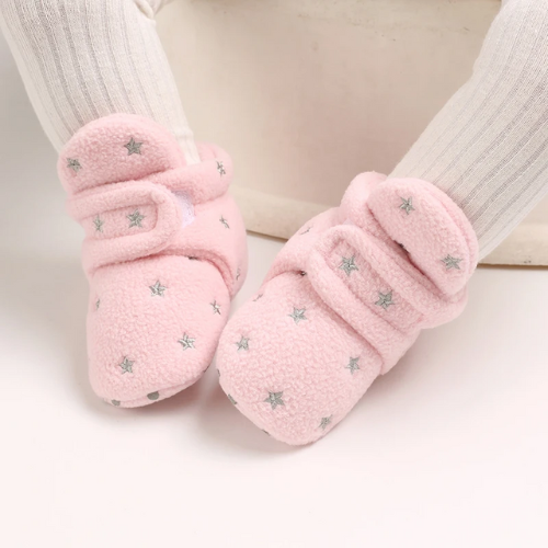 botte bébé rose avec étoile grise confortable
