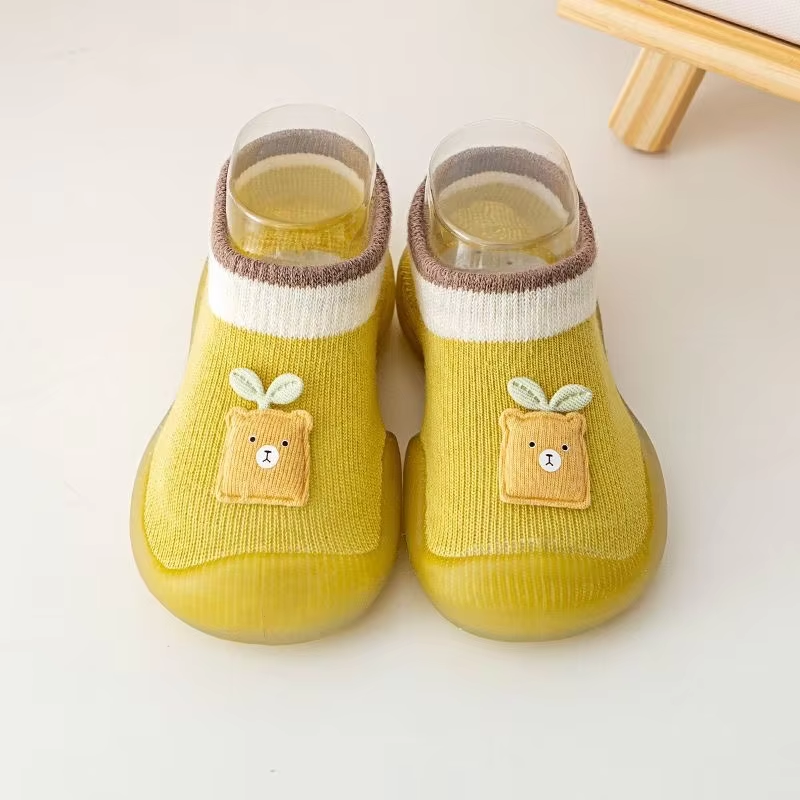 chaussette jaune ourson modele antiderapant