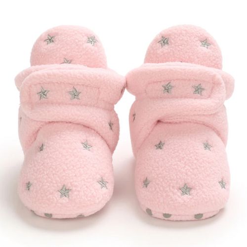 devant botte bébé rose avec étoile grise