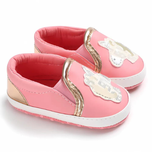 Chaussure bébé rose et dorée