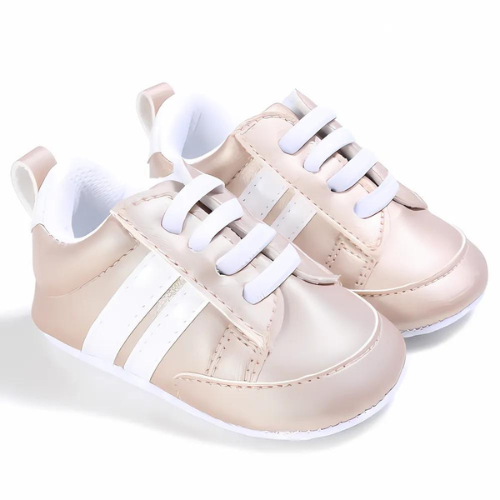 Chaussure bébé sportive rose métallisée