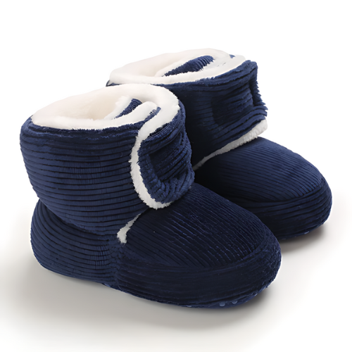 Chaussure bébé velours laine bleue