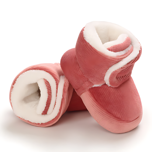 Chaussure bébé velours laine rose foncé élégante