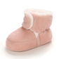 Chaussure bébé velours laine rose pour hiver