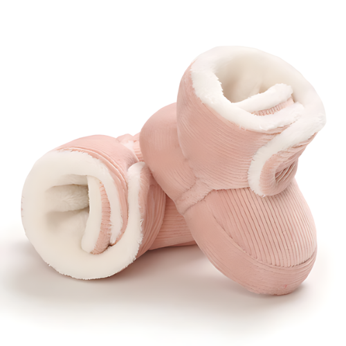 Chaussure bébé velours laine rose premier pas