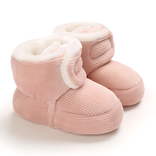 Chaussure bébé velours laine rose