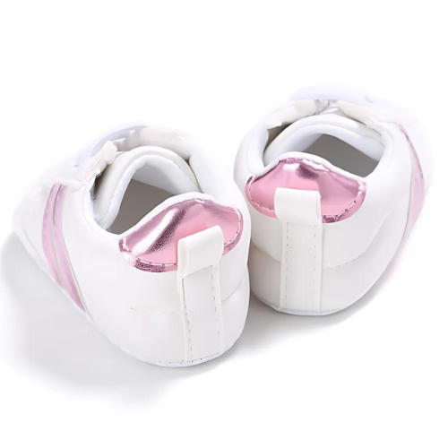 Chaussure sportive bébé blanche et rose toutes saisons 