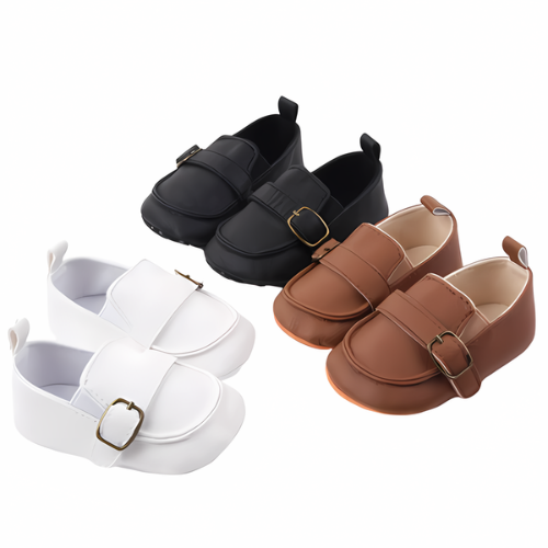 Mocassin bébé noir marron et blanc