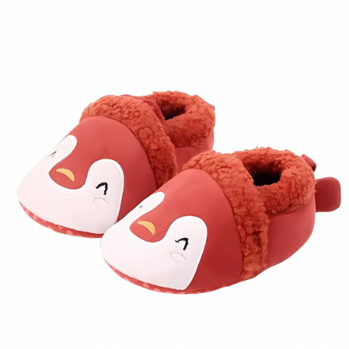 Pantoufle rouge motif pingouin