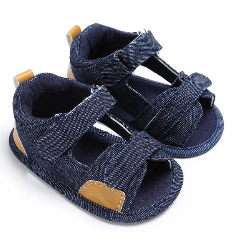 Sandale bébé denim et cuir bleue