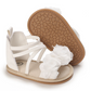 Sandale bébé fleur blanche en cuir anti-dérapante