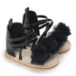 Sandale bébé fleur noire en cuir