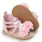 Sandale bébé fleur rose en cuir anti-dérapante